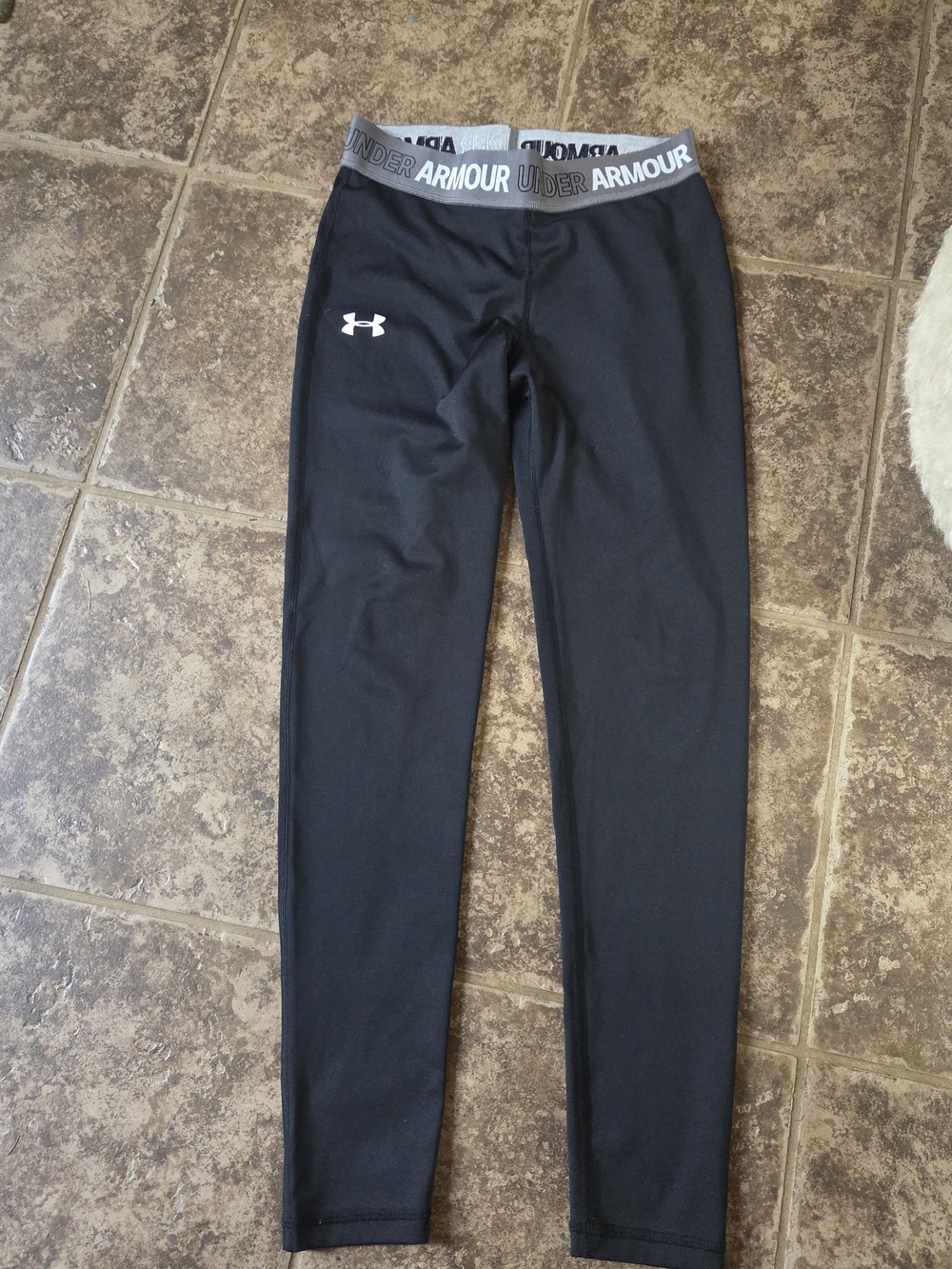 Under Armour Black Leggings with Gray Branded Waistband